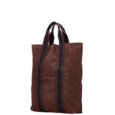 Pre-owned Hermes Black Bordeaux Canvas Handbag Tote Bag () In Multi