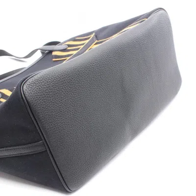 Pre-owned Hermes Black Brown Canvas Leather Tote Bag () In Multi