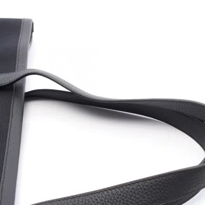 Pre-owned Hermes Black Brown Canvas Leather Tote Bag () In Multi