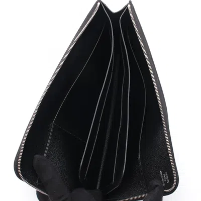 Pre-owned Hermes Black Epsom Leather Long Wallet (bi-fold) ()