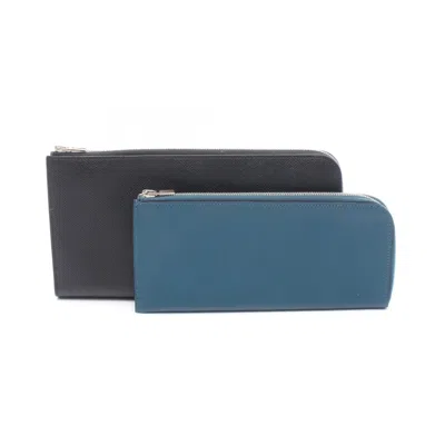 Pre-owned Hermes Black Epsom Leather Long Wallet (bi-fold) ()