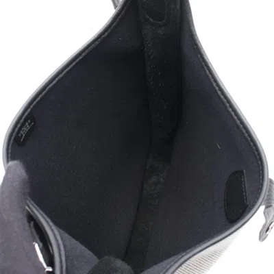 Pre-owned Hermes Black Gray Canvas Taurillon Clemence Leather Leather Shoulder Bag () In Multi