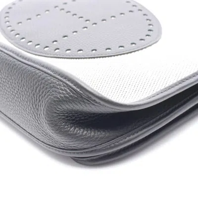 Pre-owned Hermes Black Gray Canvas Taurillon Clemence Leather Leather Shoulder Bag () In Multi