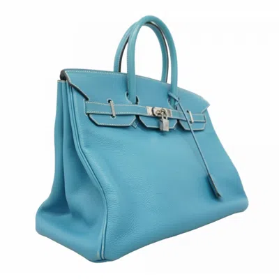 Pre-owned Hermes Blue Jean Togo Leather Handbag ()