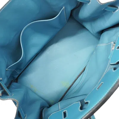 Pre-owned Hermes Blue Jean Togo Leather Handbag ()