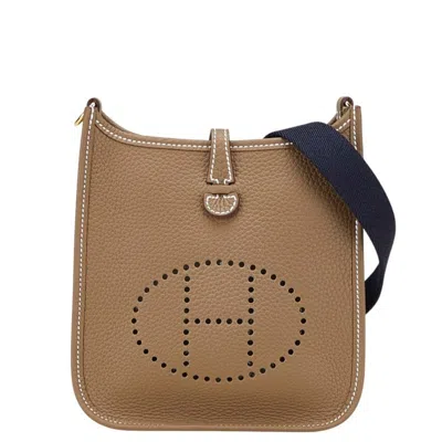 Pre-owned Hermes Evelyne Brown Etoupe Gray Togo Leather Shoulder Bag () In Multi