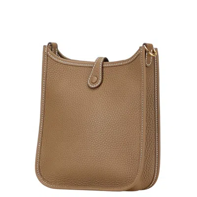 Pre-owned Hermes Evelyne Brown Etoupe Gray Togo Leather Shoulder Bag () In Multi