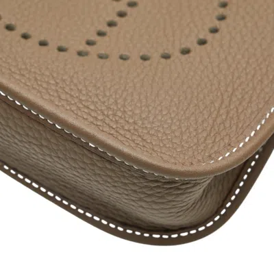 Pre-owned Hermes Evelyne Brown Etoupe Gray Togo Leather Shoulder Bag () In Multi