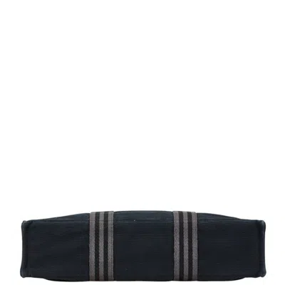 Pre-owned Hermes Fourre Tout Black Gray Canvas Handbag Tote Bag () In Multi