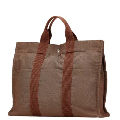 Pre-owned Hermes Her Line Brown Canvas Handbag Tote Bag ()