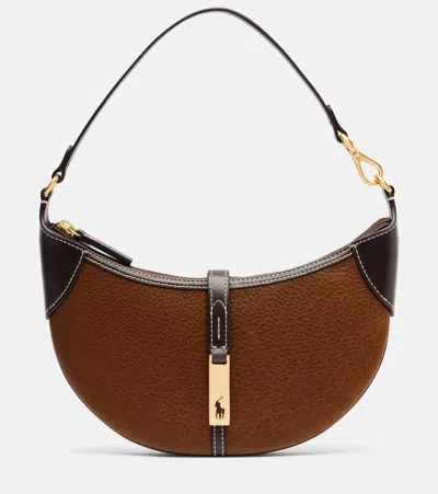 Polo Ralph Lauren Polo Id Small Leather Shoulder Bag In Brown
