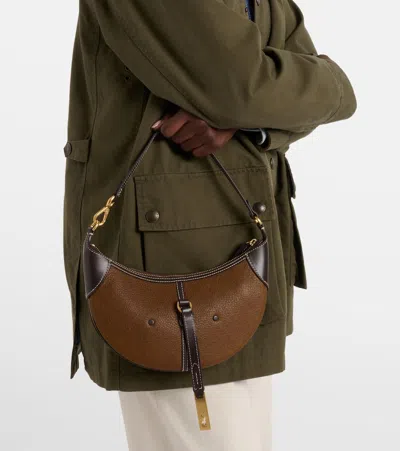 Polo Ralph Lauren Polo Id Small Leather Shoulder Bag In Brown