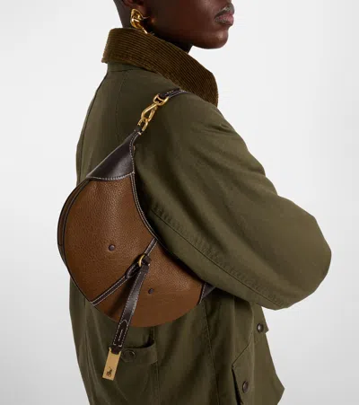 Polo Ralph Lauren Polo Id Small Leather Shoulder Bag In Brown