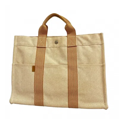Pre-owned Hermes Orange Canvas Tote Bag ()