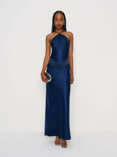 Reformation Jillian Silk Dress In Blue