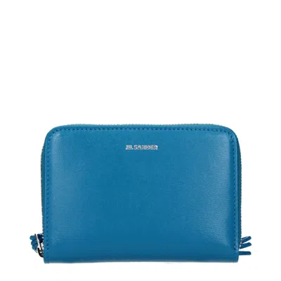 Jil Sander Blue Leather Women's Wallet In Blue
