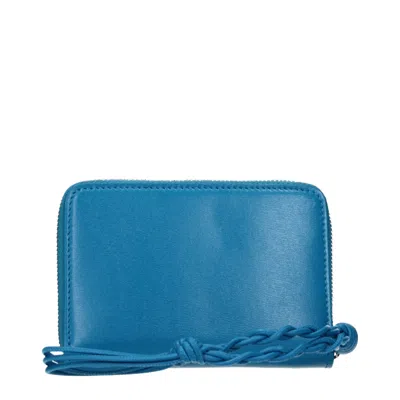 Jil Sander Blue Leather Women's Wallet In Blue