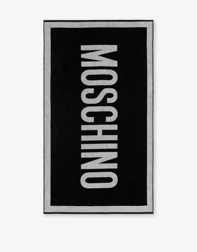 Moschino Printed Terry Beach Towel In Black
