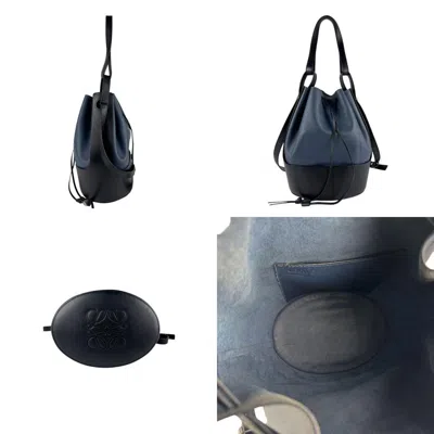 Pre-owned Loewe Black Navy Leather Shoulder Bag () In Multi