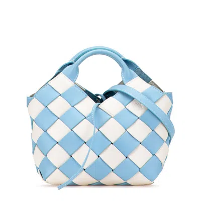 Pre-owned Loewe Light Blue White Leather Handbag Shoulder Bag () In Multi