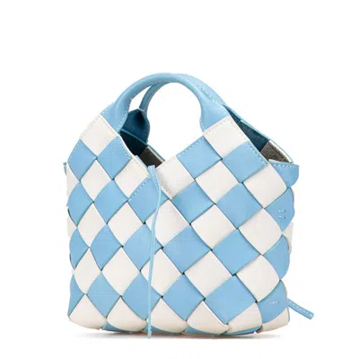 Pre-owned Loewe Light Blue White Leather Handbag Shoulder Bag () In Multi