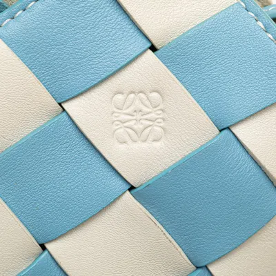 Pre-owned Loewe Light Blue White Leather Handbag Shoulder Bag () In Multi