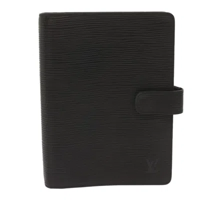 Pre-owned Louis Vuitton Agenda Mm Black Leather Wallet  ()