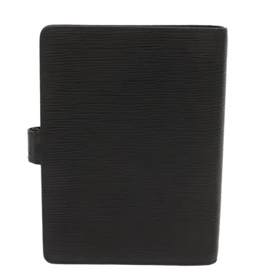 Pre-owned Louis Vuitton Agenda Mm Black Leather Wallet  ()