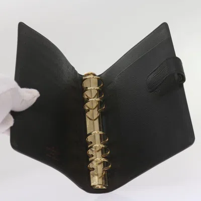 Pre-owned Louis Vuitton Agenda Mm Black Leather Wallet  ()