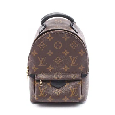 Pre-owned Louis Vuitton Black Brown Pvc Coated Canvas Monogram Leather Backpack () In Multi