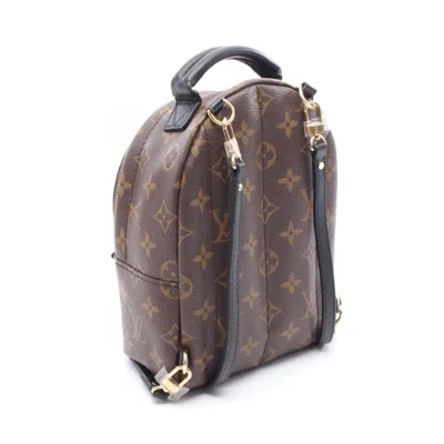 Pre-owned Louis Vuitton Black Brown Pvc Coated Canvas Monogram Leather Backpack () In Multi