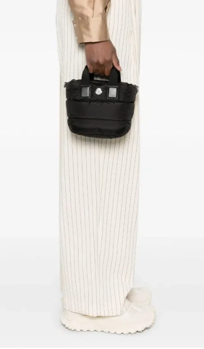 Moncler Micro Shoulder Bag With Quilted Design And Removable Strap In Black