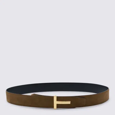 Tom Ford Logo Buckle Reversible Belt Belts Multicolor In Brown