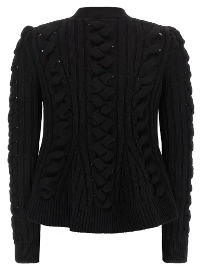 Alexander Mcqueen Wool And Cashmere Cable Cardigan Clothing In Black