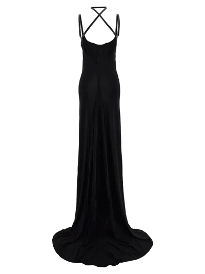 Dsquared2 Backless Floor-length Fitted Corset Dress In Black