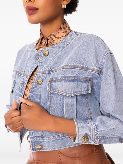Zimmermann Short Denim Jacket Contrast Stitching In Blue