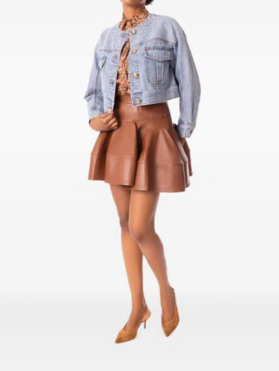 Zimmermann Short Denim Jacket Contrast Stitching In Blue