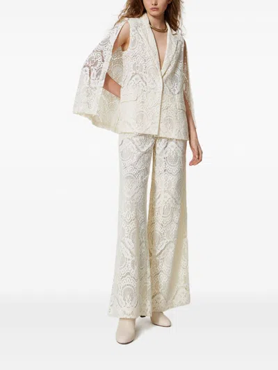 Twinset Cream Viscose Pants In Nude