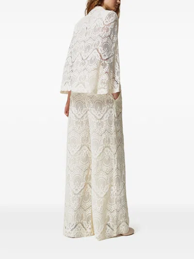 Twinset Cream Viscose Pants In Nude