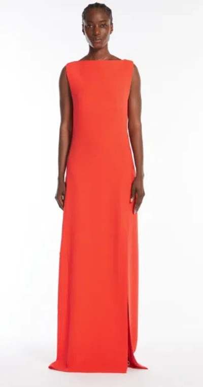 Max Mara Draped Back Knot Sleeveless Dress In Red