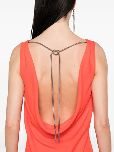 Max Mara Draped Back Knot Sleeveless Dress In Red