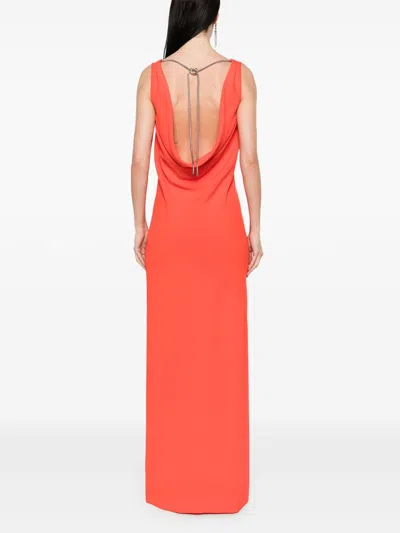 Max Mara Draped Back Knot Sleeveless Dress In Red