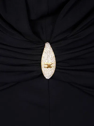 Elisabetta Franchi Halterneck Ruched Dress In Black