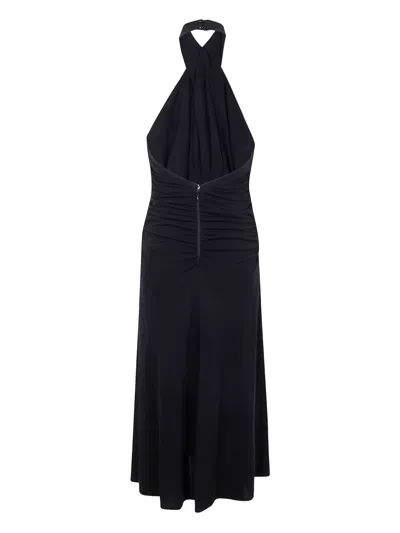 Elisabetta Franchi Halterneck Ruched Dress In Black