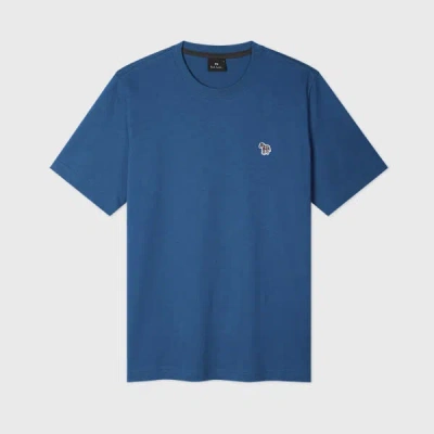 Ps By Paul Smith Mid Blue Organic Cotton Zebra Logo T-shirt In Blue
