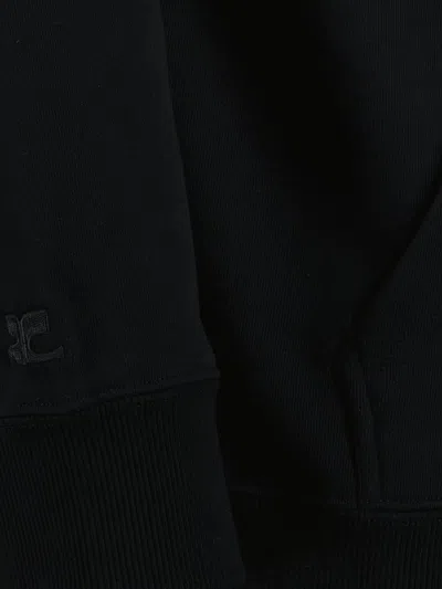 Courrèges Embroidered-logo Oversized Hoodie Clothing In Black