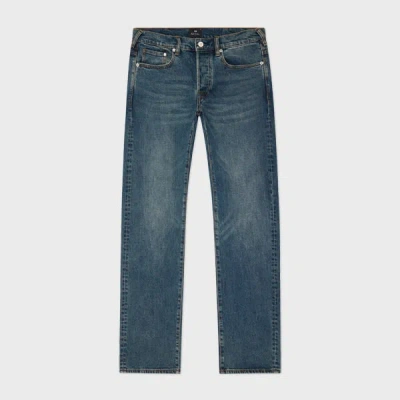 Ps By Paul Smith Standard-fit 11.8oz 'crosshatch Stretch' Blue-rinse Jeans In Blue