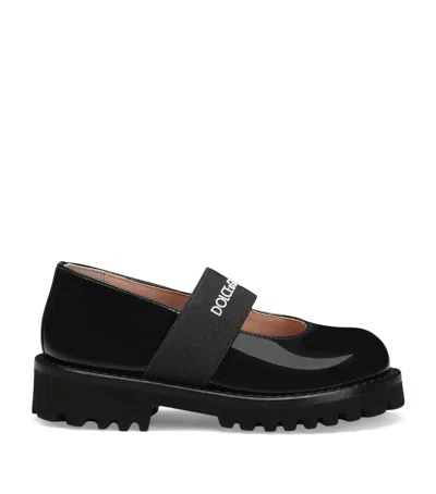 Dolce & Gabbana Leather Logo-band Ballet Flats In Black