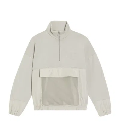 Dolce & Gabbana Zipped Sweatshirt With Embossed Dg In Neutral