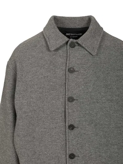Jacquemus Grey Jacket With Classic Collar And Dropped Shoulders In Wool Man In Gray